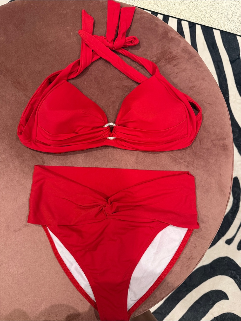 Ciao Bella Red High-Waist Bikini Set - Classic Halter Top and highwaisted bottom
